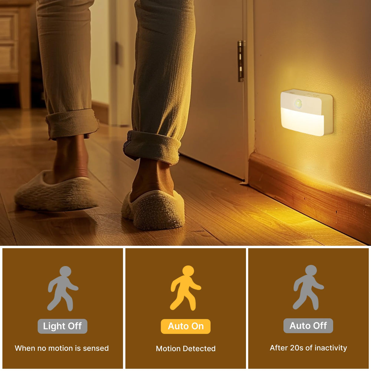 8 Pack Rechargeable Motion Sensor Stair Lights for Indoor, Wireless Battery Operated Night Light,Magnetic Led Stick On Portable Lamp for Step Hallway Closet Under Cabinet Bedroom Kitchen Bathroom