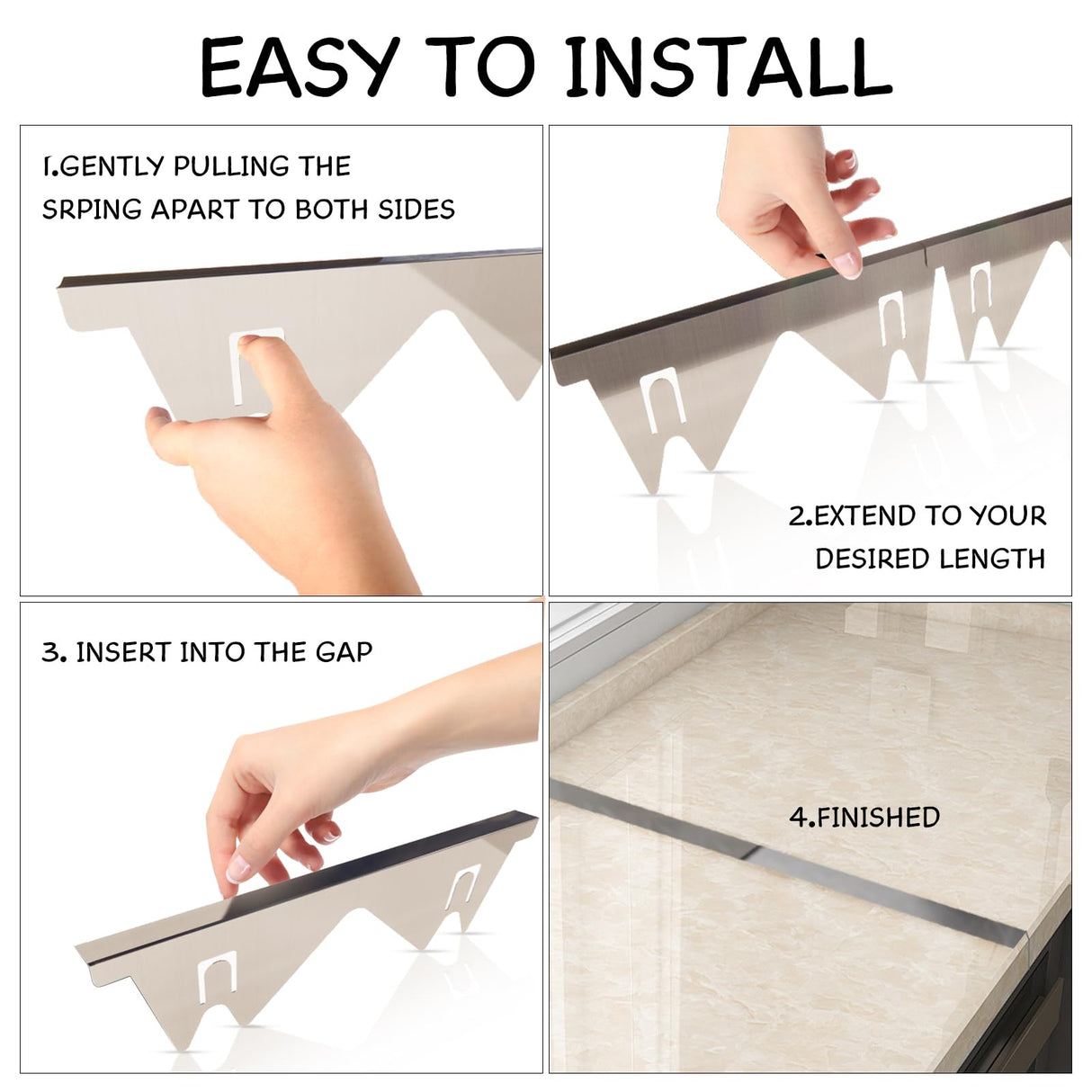 Xaogogo Stainless Steel Stove Gap Covers (2PCS), Stove Gap Filler, Stove Guard for Kitchen Oven Counter Side Gap, Range Trim Kit, Easy Clean and Heat Resistant, Adjustable Length 13.8" to 27.5"