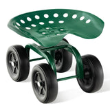 LDAILY Garden Seat with Wheels, Heavy-Duty Utility Stool Cart with Adjustable 11"-16" Height & 360° Rotatable, Rolling Garden Cart with Seat for Lawn Planting, Yard Work, Patio Gardening (Green)