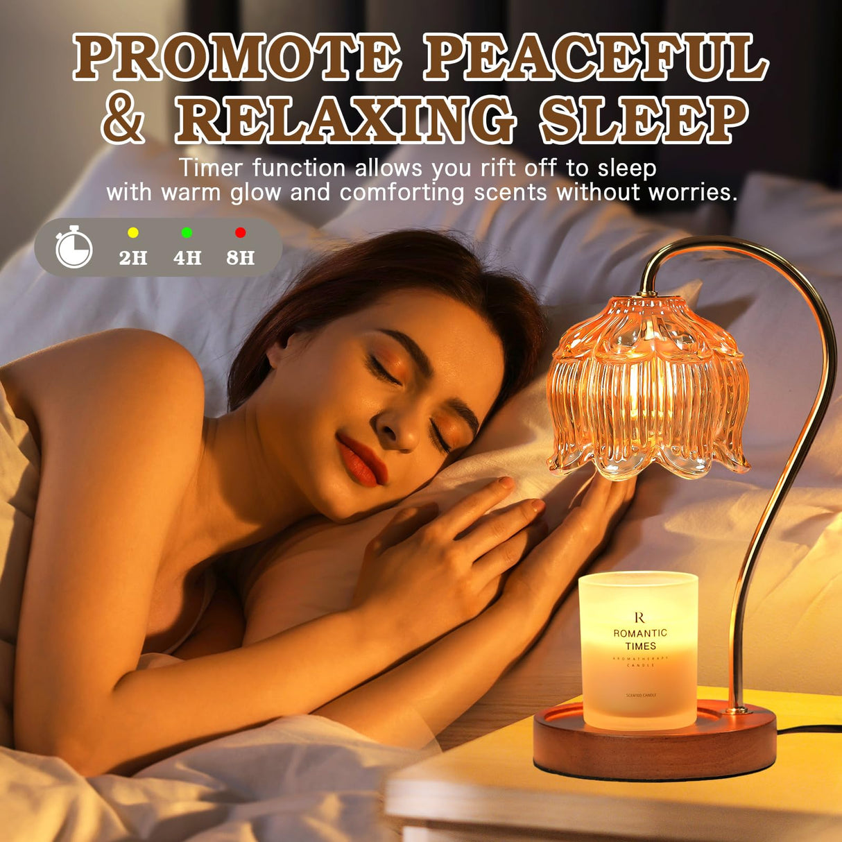 Flower Candle Warmer Lamp with Timer, Dimmable Candle Lamp Warmer, Christmas Birthday Gift for Women Mom, House Warming for New Home Decor, Lotus Wax Melt Warmer for Jar Candles