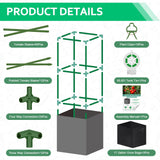 WLLEYAY 3 Pack 46'' Square Tomato Cages with 17 Gallon Grow Bags
