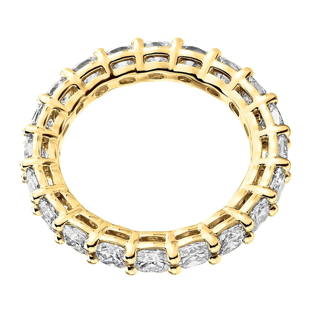 PAVOI 14K Yellow Gold Plated Rings Square-Cut Cubic Zirconia Love Ring | 3mm Stackable Rings for Women | Yellow Gold Rings for Women Size 3