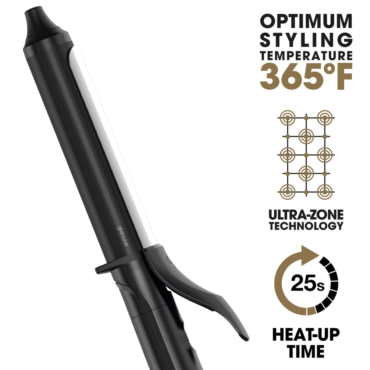 ghd Classic Curl Hair Curling Iron ― 1" Hair Curler, Professional Styling Tool with Safer-for-Hair Styling Tool Temperature, Easily Create Glamorous & Perfectly Defined Curls ― Black