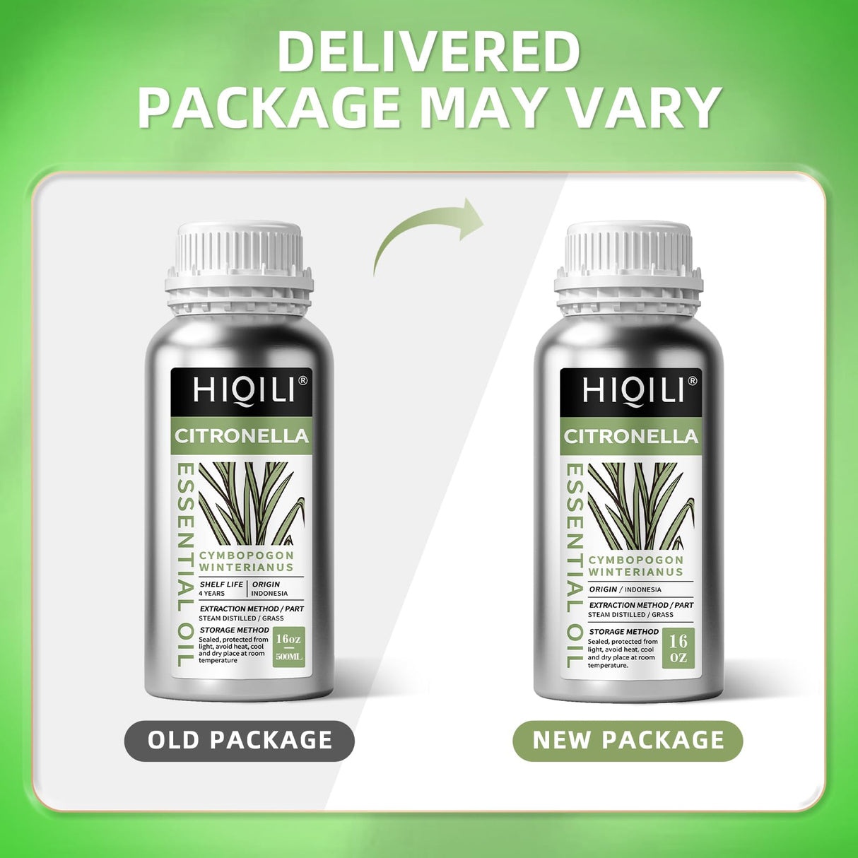 HIQILI 16 Fl Oz Citronella Oil for Homemade Sprays, Add to Diffuser, 100% Pure and Natural Undiluted