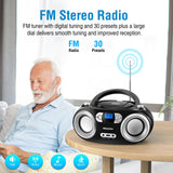 MEGATEK Portable CD Player Boombox with Bluetooth & FM Radio – Black