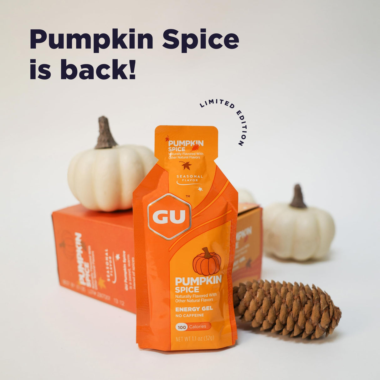 GU Energy Original Sports Nutrition Energy Gel, Vegan, Gluten-Free, Kosher, and Dairy-Free On-The-Go Energy for Any Workout, 8-Count, Pumpkin Spice