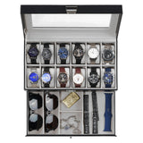 ProCase Watch Box, 12 Slot Watch Case for Men with Drawer, Black