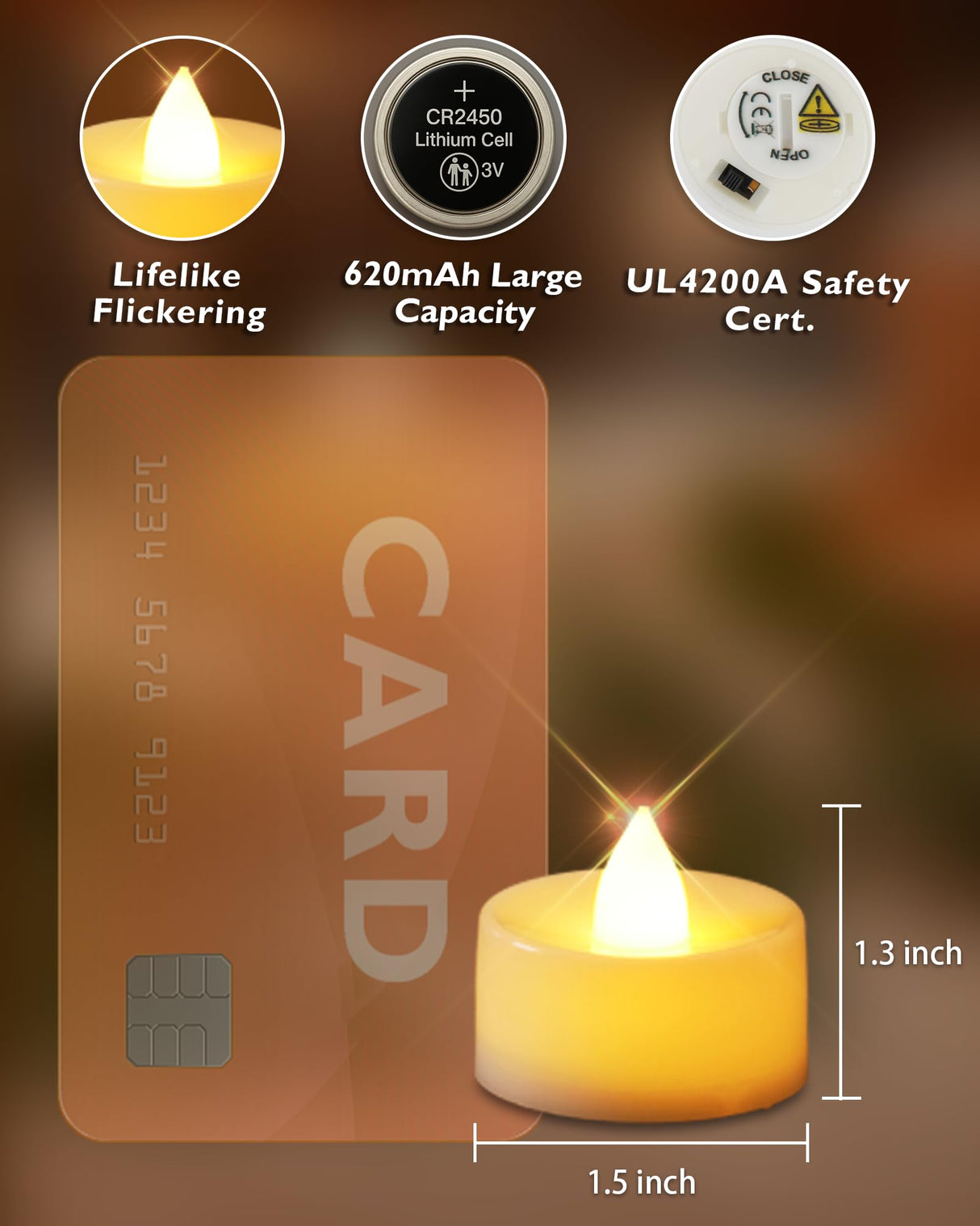 Homemory 24pcs Flameless LED Tea Lights with Remote & Timer, 400+Hours Realistic Flickering Battery Candles for Seasonal, Tabletop, and Centerpieces Decor