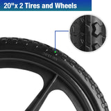 Jinleader 2 PCS 20" PU Flat Free Tire with 3/4'' and 5/8'' Bearings, Non-inflated Tires and Wheels, 20x2 Inch Wheel for Wheelbarrow, Carts, Garden Trailers