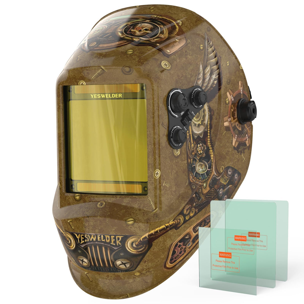YESWELDER Large View Auto Darkening Welding Helmet, Blue Light Blocking, 1/1/1/1 True Color Solar Powered Welder Hood Mask with 4 Arc Sensors, Wide Shade 3/5-9/9-13 for TIG MIG ARC Cut and Grind