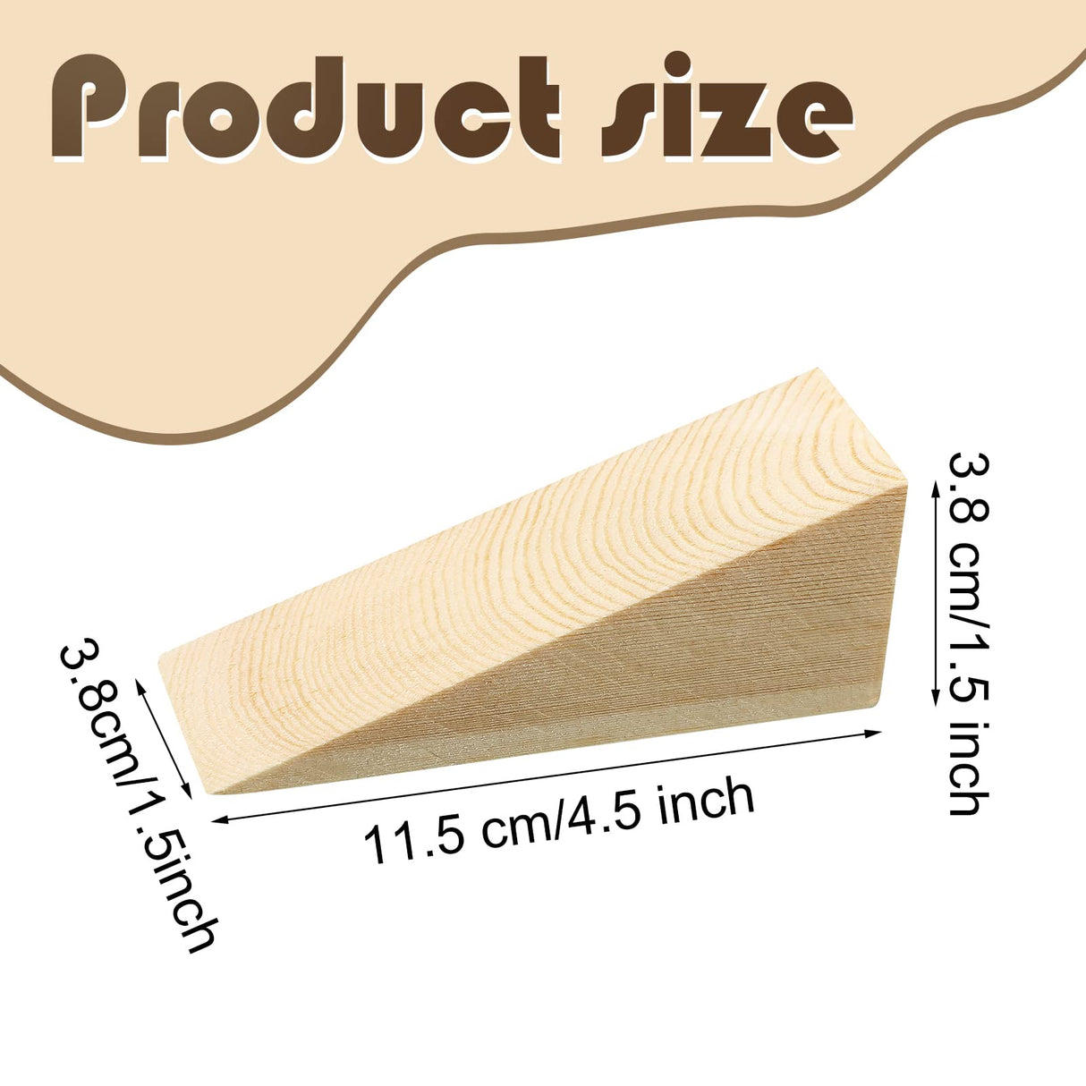 6 Pcs Wooden Door Stopper Wedge Non Slip Firefighter Wood Door Stopper Wedge for Most Surfaces Solid Block