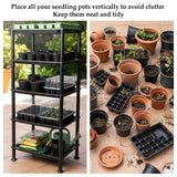 RooTrimmer 5-Tier Seed Starter Trays, Plant Stand, with Bottom-Watering Design– Reinforced Thickened Shelf for Small Pots, Balcony/Indoor Seed Starting & Greenhouse, Black