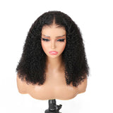ISEE Wear and Go Glueless Wig Afro Kinky Curly Lace Front Wigs Human Hair 7x5 HD Lace Afro Curly for Women Lace Pre Cut Glueless Wigs Human Hair Pre Plucked 16 Inch
