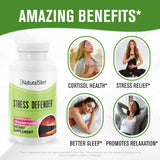 NaturalSlim Stress Relief Supplement - Stress Defender, High Cortisol Reducer, Control Cravings, Sleep & Metabolism Support with Vitamin B5 Pantothenic Acid & L Tyrosine - 180 Vegetable Capsules