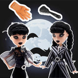 9" Addams Doll with Gift Box, Black Dress, High Heels and Hair, Perfect Christmas and Birthdays Toy Gift for Girls and Fans（New-B）