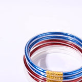 FAERLIIRY American Flag Bracelets Glitter Jelly Bangles Bracelets 4th of July Patriotic Bracelets for Women USA Red White Blue Bracelets Independence Day Jewelry Gifts (Patriotic-6PCS)