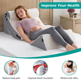 Longering 4PCS Orthopedic Bed Wedge Pillow Set for Post Surgery - Adjustable Wedge Pillow for Neck Back and Leg Pain Relief - Triangle Pillow Wedge for Acid Reflux & Sleeping & GERD (White Grey)