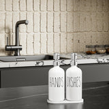 MOMEEMO Soap Dispenser for Kitchen Sink, White Soap Dispenser with Silver Metal Pump, Suitable for Kitchen Decor and Accessories. (White & Silver)