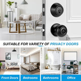 Plustool 2 Pack Front Door Lock Set Matte Black,Exterior Door Lock Set with Deadbolt,Single Cylinder Deadbolt Lock and Door Knob Set,Keyed Alike Door Knobs with Lock&Keys,Round Ball Entry Door Lockset