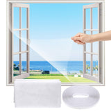 FLYZZZ DIY Self-Adhesive Window Screen Netting Mesh Curtain, 100X150cm (Approach 39.37x59.05 Inches), with Hook and Sticky Tape, Fitted to Multiple Windows (5 Pack, White)
