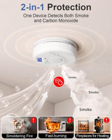 Smoke and Carbon Monoxide Detector, Battery Operated Fire Alarm with LCD Display & Test/Reset Button, Portable Photoelectric CO Smoke Detector Combo for Home, Apartment, RV & Travel, 1 Pack