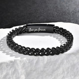MEALGUET Black Chain Bracelets for Dad : To my Dad Stainless Steel Franco Chains Love you Forever Engraved Link Men's Bracelet to Daddy from Daughter Son, Sentimental Father's Day Birthday Gifts, M