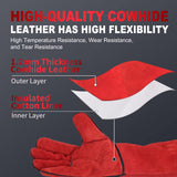 TOPDC Welding Gloves 14 Inches Fire/Heat Resistant Leather For Mig,Tig,Stick,Forge,BBQ,Grill, Fireplace,Wood Stove, Furnace,Pot,Oven (14 Inch-Red)