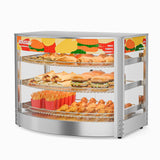 ROVSUN Food Warmer Pizza Warmer Countertop, 3-Tier Commerical Food Warmer Display with LED Lighting Removable Shelves Glass Door, Pretzel Warmer for Buffet Restaurant Cafe, 110V 800W