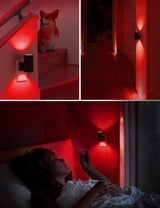 L LOHAS LED Red Night Light, Night Lights Plug into Wall, LED Night Lights with Light Sensor, Sleep Aid Red, Dimmable Night Light for Christmas, Holiday Decor, Hallway, Bedroom, 2 Pack