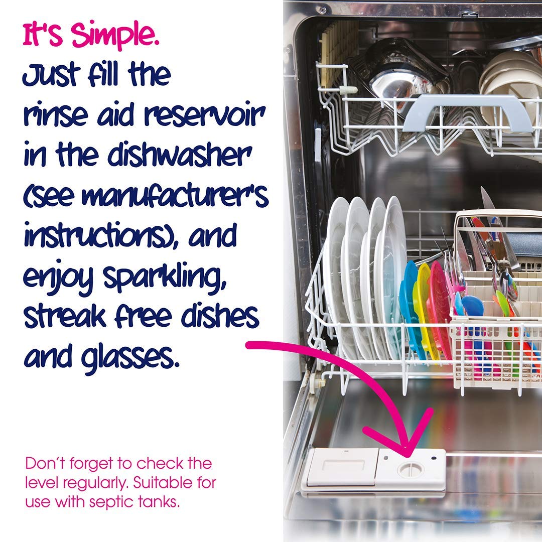 EcoZone Rinse Aid, Natural Rinsing Aid for Dishwashers, Dry & Shine Gentle Formula for Sparkling & Streak-Free Results, Leaves Glass & Crockery Hygienically Clean, Vegan Friendly Solution (500ml)