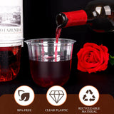 KesaPlan 100 Pcs Disposable Stemless Glasses 12oz Crystal Plastic Wine Glasses Clear Classic Cup for Meeting Weddings Birthdays Cocktail Christmas Party Supplies