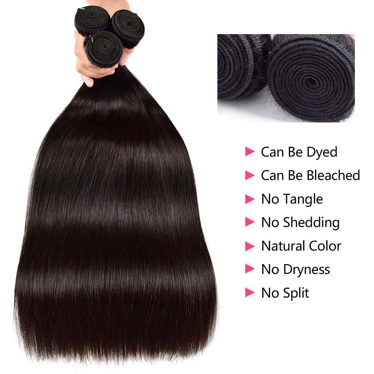 10A Straight Bundles Human Hair 20 22 24 Inch Unprocessed Brazilian Virgin Hair Bundles Straight Hair 3 Bundles Weave Bundles Human Hair Extension