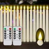 Flameless Taper Candles with Remote Control and Timer, Battery Operated LED Candlesticks with Flickering 3D Flame, 9.6 Inches Plastic Fake Candles for Christmas, Wedding and Home Decor (Ivory, 15)