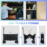 280LBS Small Collapsible Folding Wagon Cart Lightweight with 2 Cup Holders