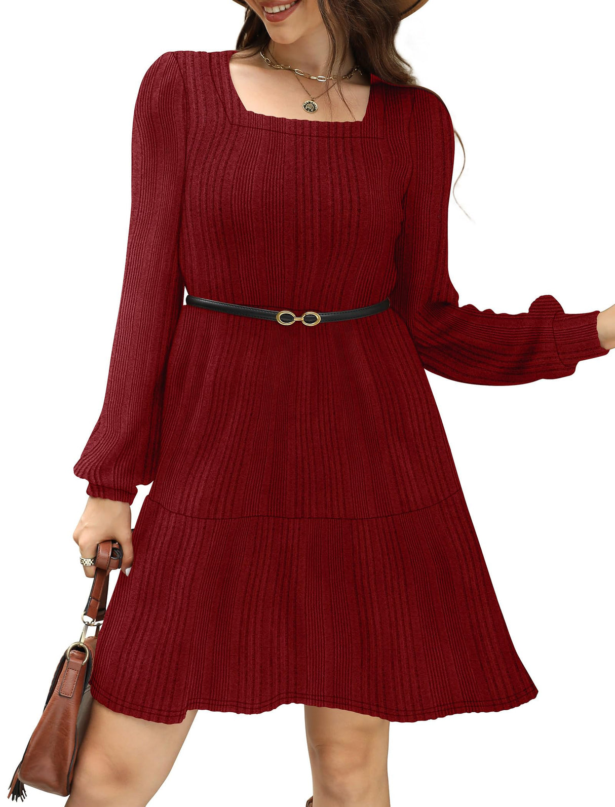 Holiday Dresses for Women Elangant Sweater Party Dress Christmas Outfits 2025 Red L