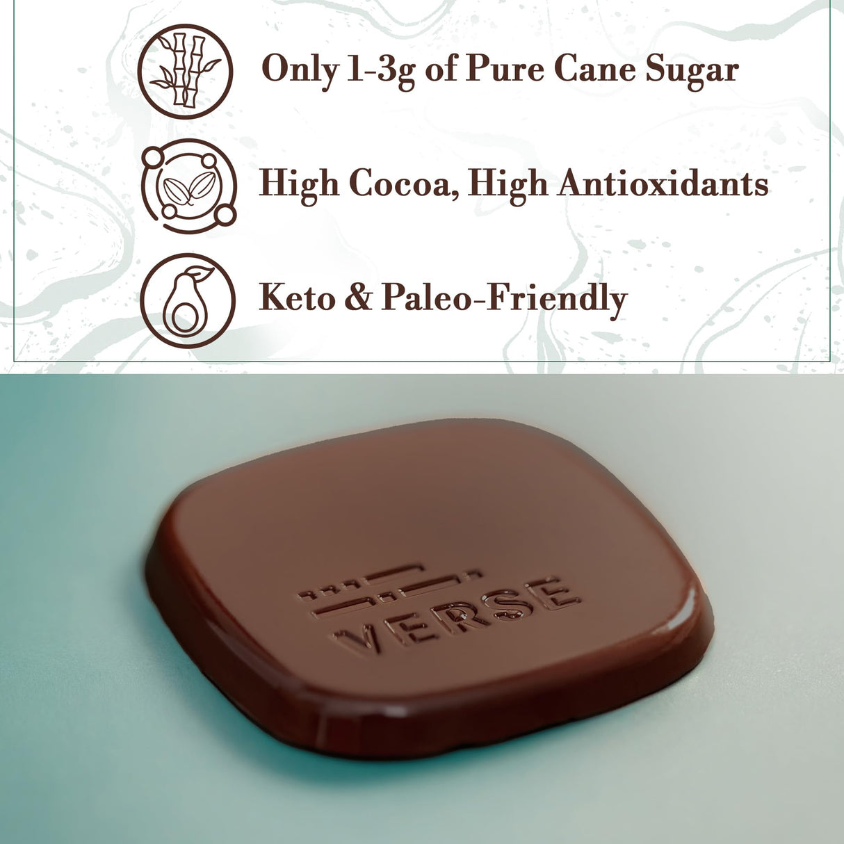 Verse 90% Dark Chocolate Mint Squares - Only 1g Cane Sugar - Creamy Dark Cocoa - Individually Wrapped Cacao Chocolate Squares (9 Count, 2 Pack)