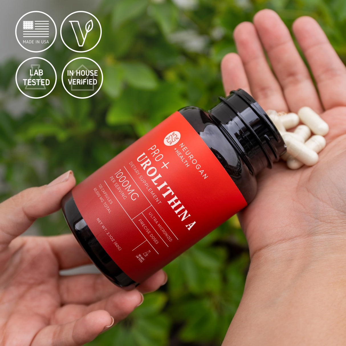 Neurogan Urolithin A PRO Capsules - 1000mg, 120 Ct - Advanced Cellular Health, Post Biotic Supplements - Ultra Micronized Urolithin A Supplement, Sourced from Pomegranate Extract