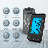 Accurate Digital BP Machine - Automatic Blood Pressure Monitor with XL Cuff (13-21") & M/L Cuff (9-17") for Big/Medium Arms, Large Backlit LCD Display, 360° Adjustable & Portable for Adults