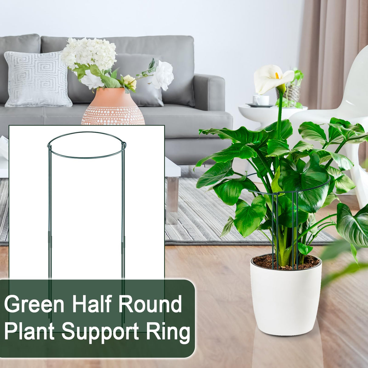 12 Pack 10" W x 32" H Plant Support Stakes, Large Peony Cages and Supports, Tall Peony Ring Supports, Garden Plant Stakes for Outdoor Plants, Rose, Tomato, Hydrangea, Flowers
