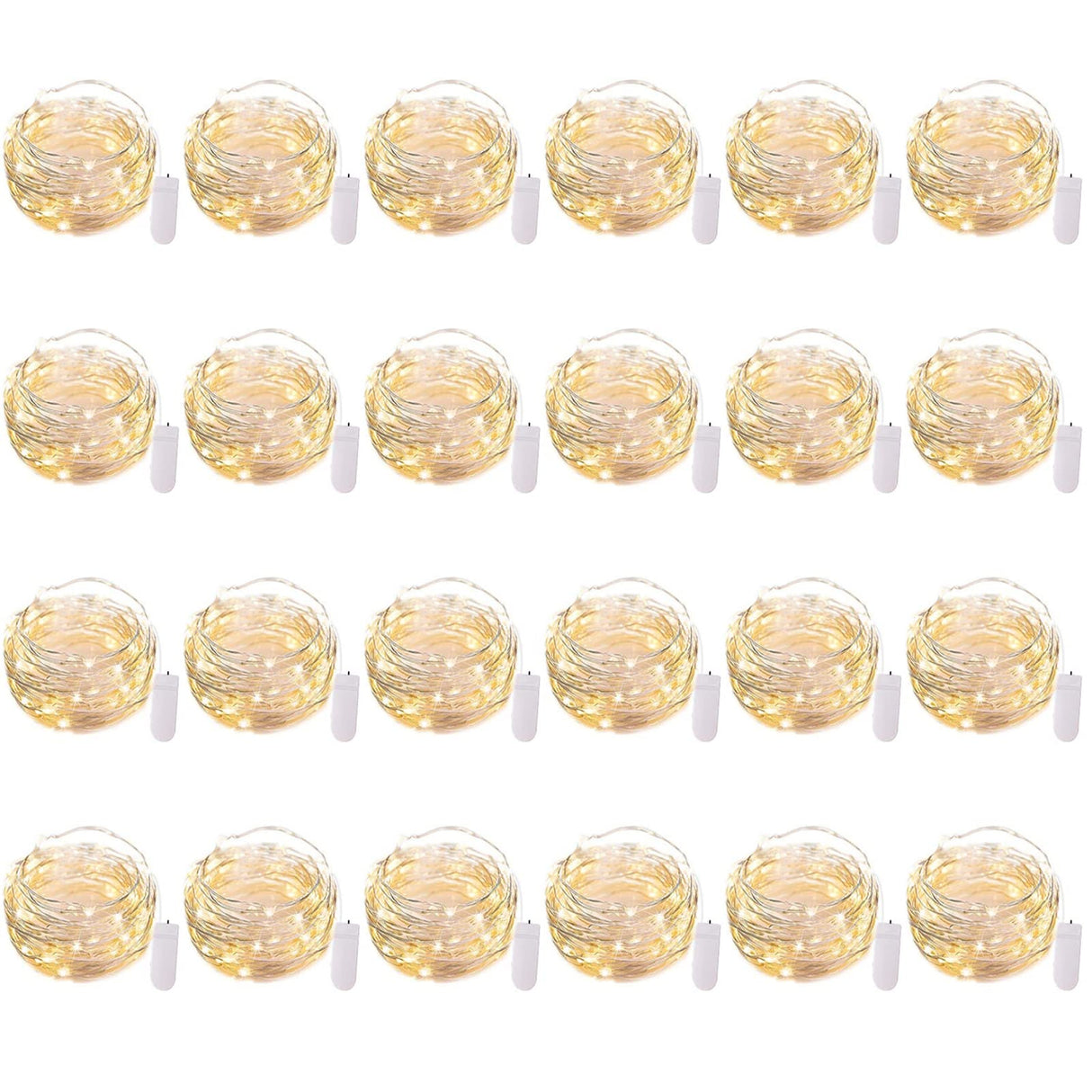 Brightown 24 Pack Fairy Lights Battery Operated - 7Ft 20 Led Mini String Lights Silver Wire Waterproof Firefly Starry DIY Lights for Bedroom Patio Wedding Party Christmas Decor (Warm White)