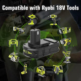 2 Pack 3.6Ah P102 P108 Lithium Replacement for Ryobi 18V Battery and P117 Charger Combo Compatible with Ryobi 18 Volt Battery P102 P103 P104 P105 P107 P108 P109 P189 Cordless Power Tools (Multi)