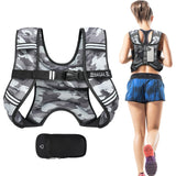 BAGAIL Weighted Vest, 5lbs/10lbs/12lbs/15lbs/20lbs/25lbs/30lbs Weight Vest with Detachable Phone Pouch, Rucking Vest for Women, Men, Walking, Weight Loss, Training, Running