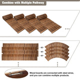 6 FT Roll Out Garden Pathway Straight - Non-Slip Wooden Walkway with Rounded Edges, Instant Outdoor Decoration