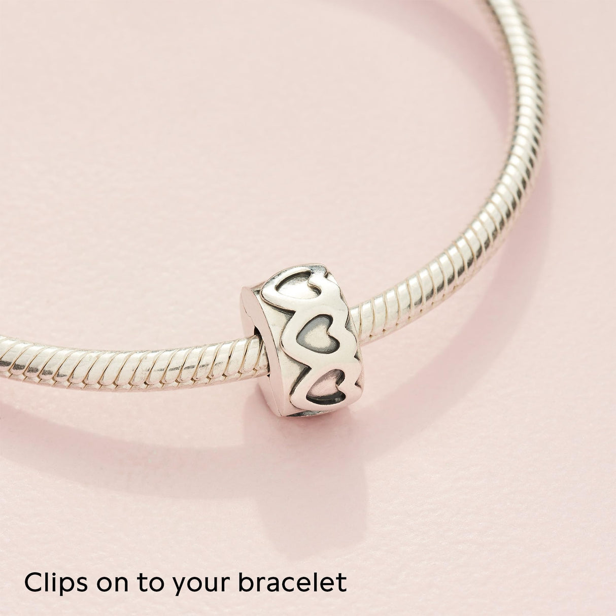 PANDORA Band of Hearts Clip Charm - Compatible with PANDORA Moments - Sterling Silver - Gift for Her - Jewelry for Women with Gift Box