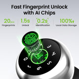 GHome Smart Fingerprint Door Lock, 4 in 1 Smart Fingerprint Door Knob with Keypad, App Control, Auto Lock, Biometric Door Knob with Lock for Bedroom, Apartment, Garage, Home & Office