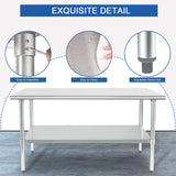 HARDURA Stainless Steel Table 24X72 Inches with Undershelf and Galvanized Legs NSF Heavy Duty Commercial Prep Work Table for Restaurant Kitchen Home and Hotel