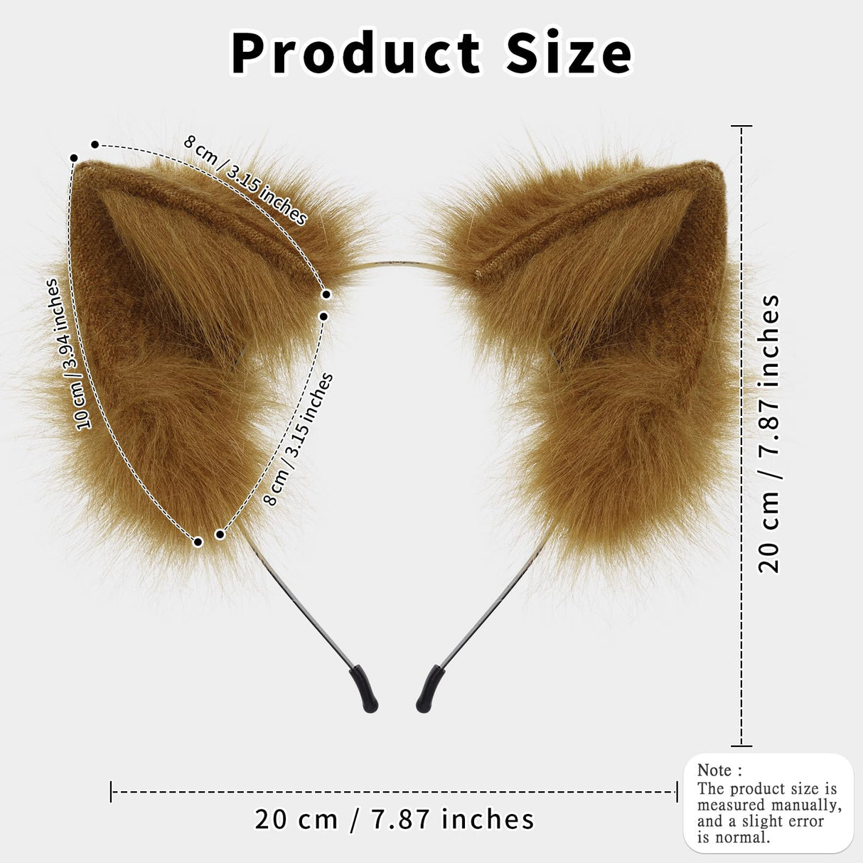 SMILETERNITY Handmade Fox Wolf Cat Ears Headwear Costume Accessories for Halloween Christmas Party (E02brown)