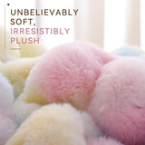 Smoofy Faux Rabbit Fur Throw for Couch - Rainbow Bubble Blanket 50"x60"