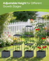 Suteck Raised Garden Bed with Trellis, 2PK Self-Watering Tomato Planter Box