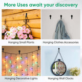 HiGift 40 Pack String Light Hanger Hooks, Stainless Steel Light Clips Black, Outdoor Screw Hooks Rope Light Clips for Hanging Christmas Light, Plants, Party Light Wire and Led Fairy Led Light Clips
